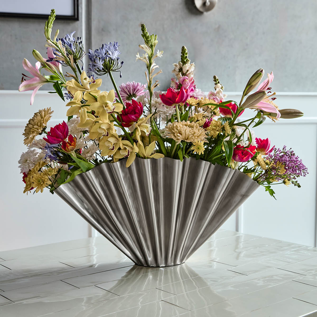 House Doctor Flood vas 30 cm borstad silverfinish