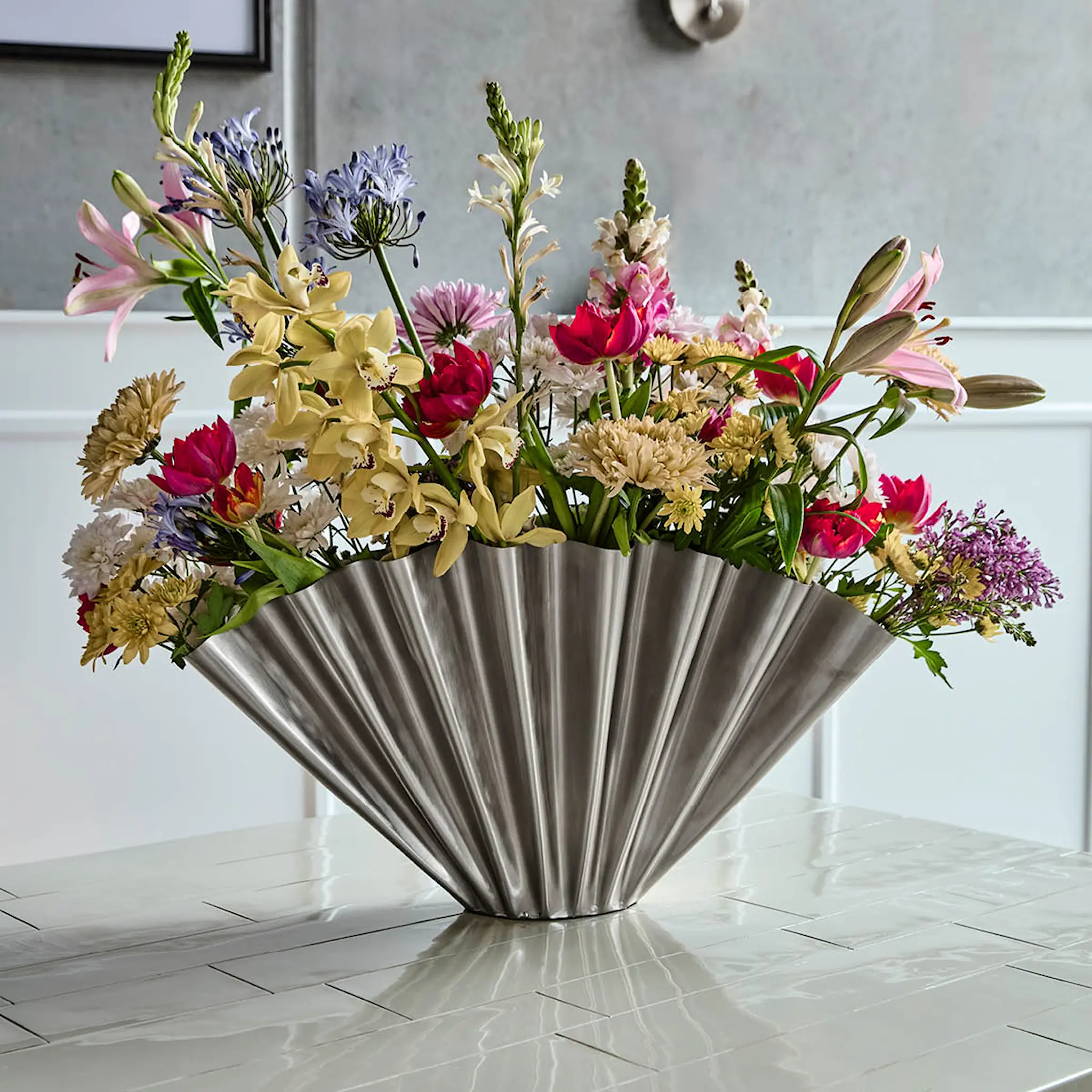 House Doctor Flood vas 30 cm borstad silverfinish