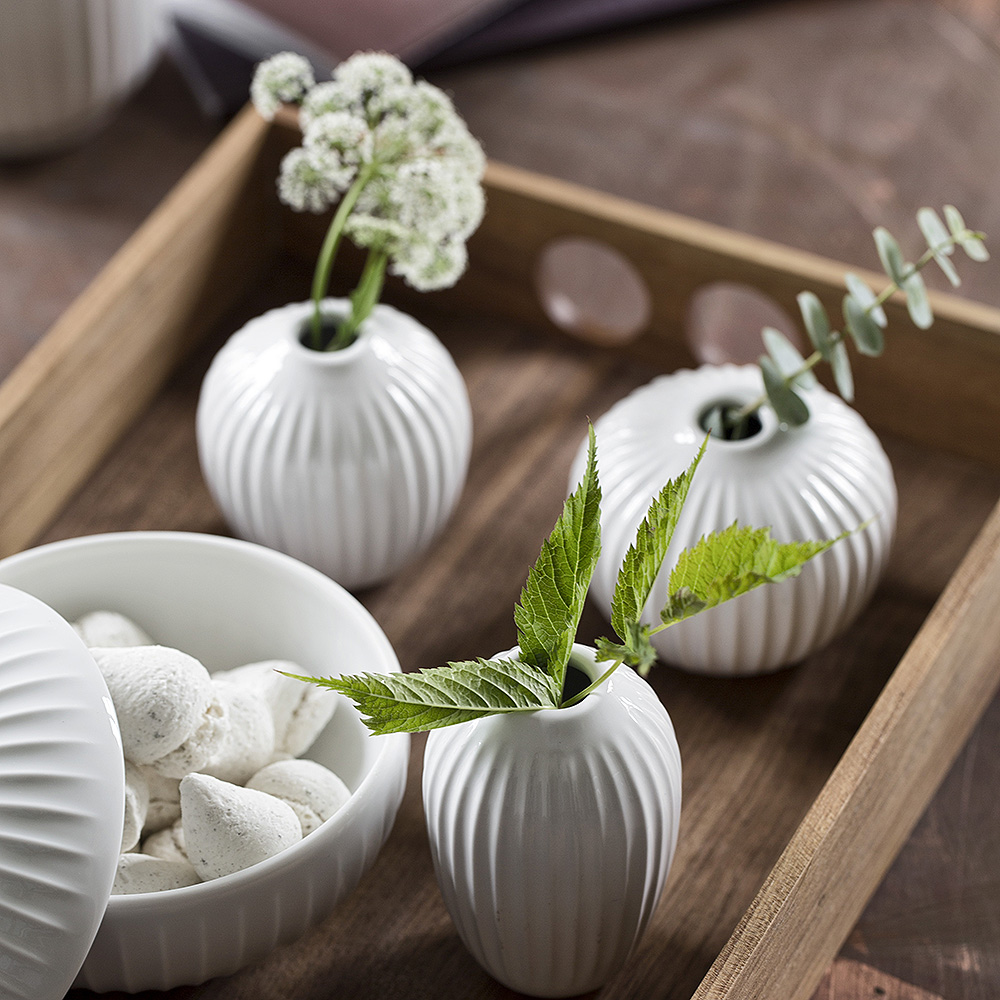 Kähler Hammershøi vase miniatyr 3 stk hvit