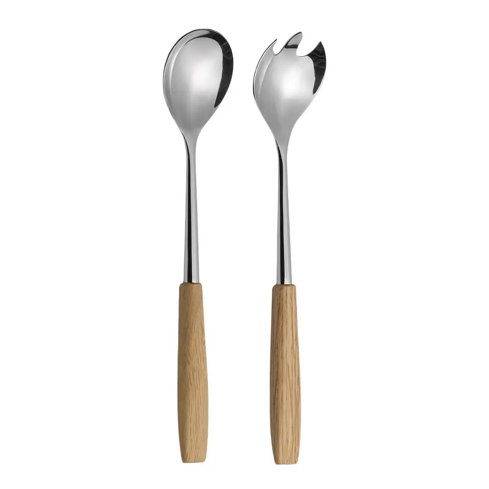Treskaft salatbestikk 24,7 cm 2 deler eik