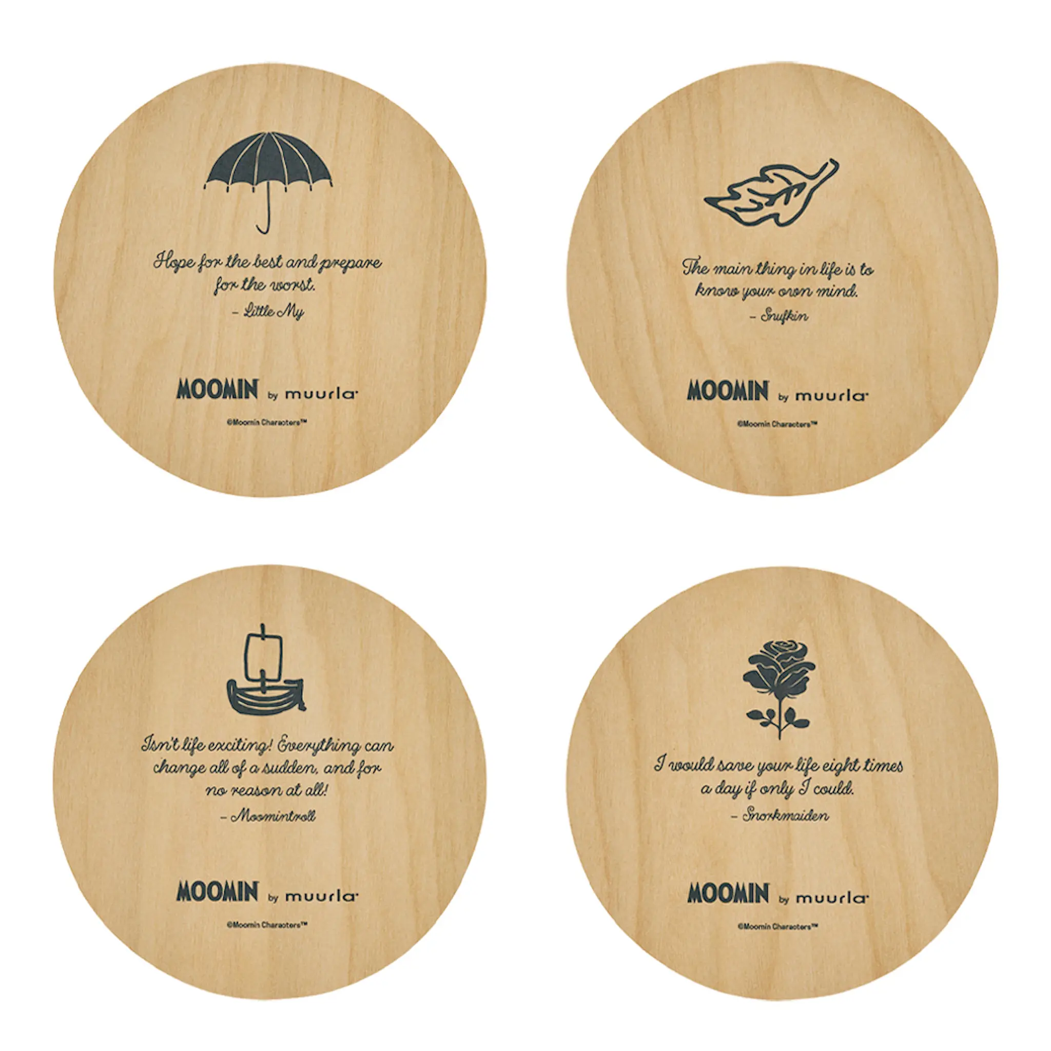 Muurla Mumin Glasunderlägg 10 cm 4-pack Flerfärgad