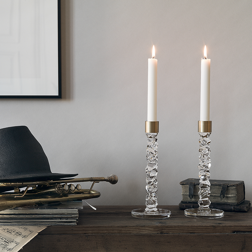 Orrefors Carat Kynttilänjalka 24,2 cm 2 kpl Messinki