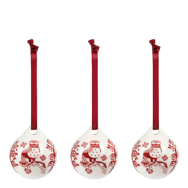 Taika dekoration 5 cm 3-pack granatröd