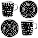 Siirtolapuutarha Frukost Set 2 Koppar + 2 Tallrikar Svart/Vit