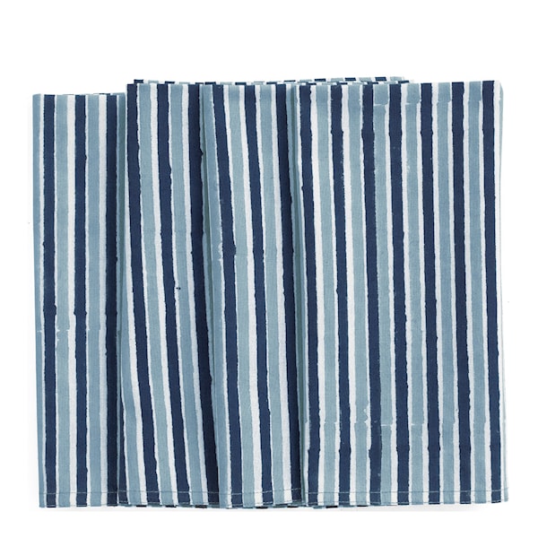 Stripe Multi servetter 50x50 cm 4-pack blå