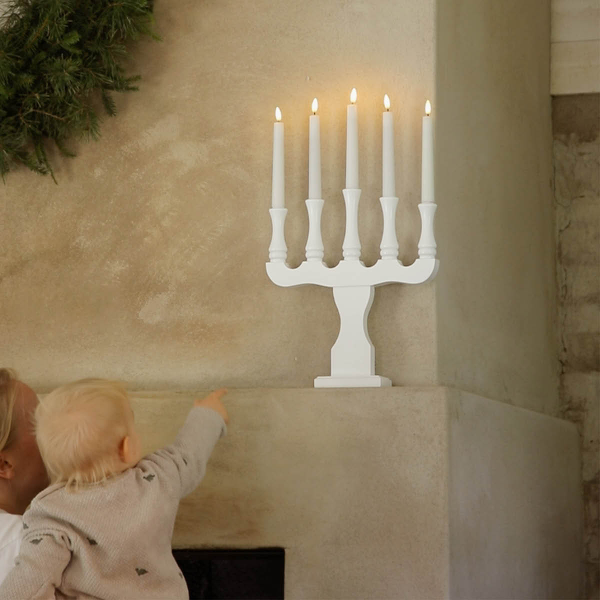 Markslöjd Rydboholm adventstake 5 lys 53 cm hvit