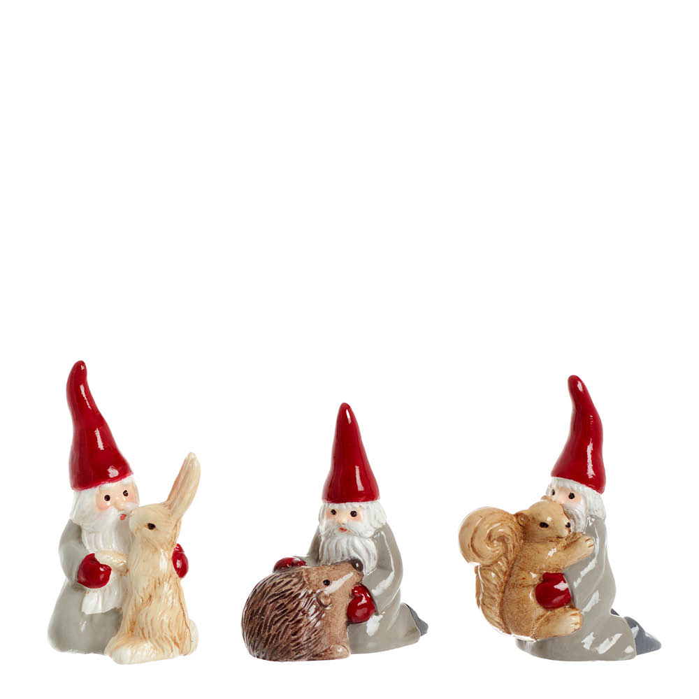 Cult Design Julenissen & Venner miniatyr nissesett 3 deler 7 cm