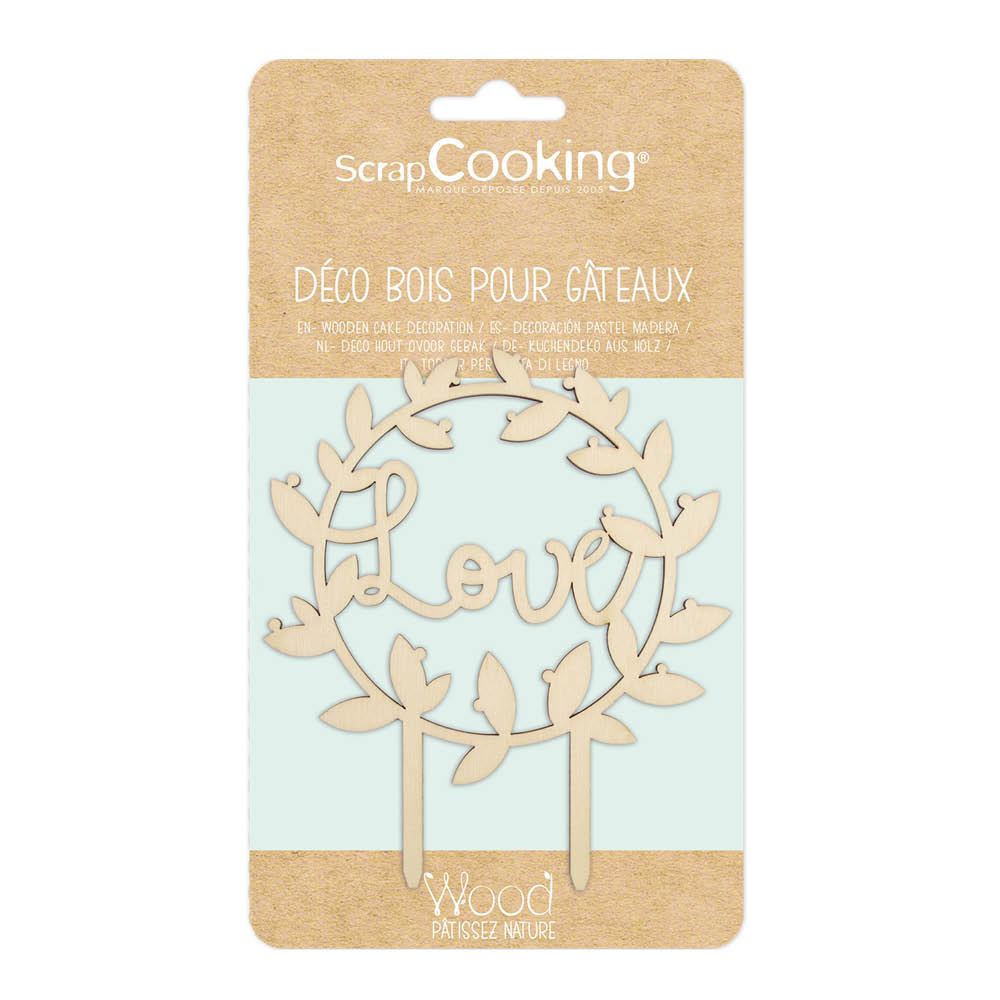 ScrapCooking Love tårtdekoration 12,5 cm trä