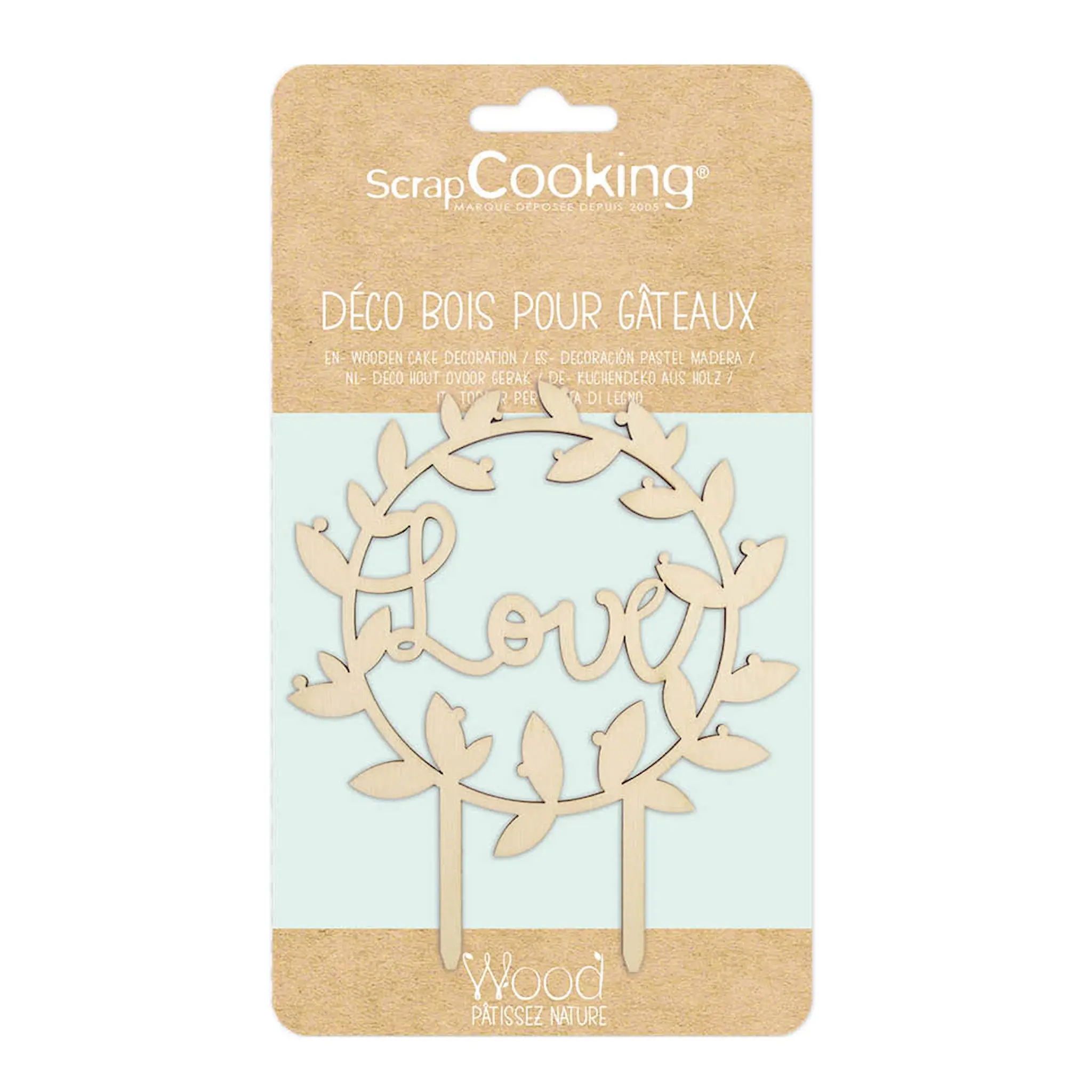 ScrapCooking Love tårtdekoration 12,5 cm trä