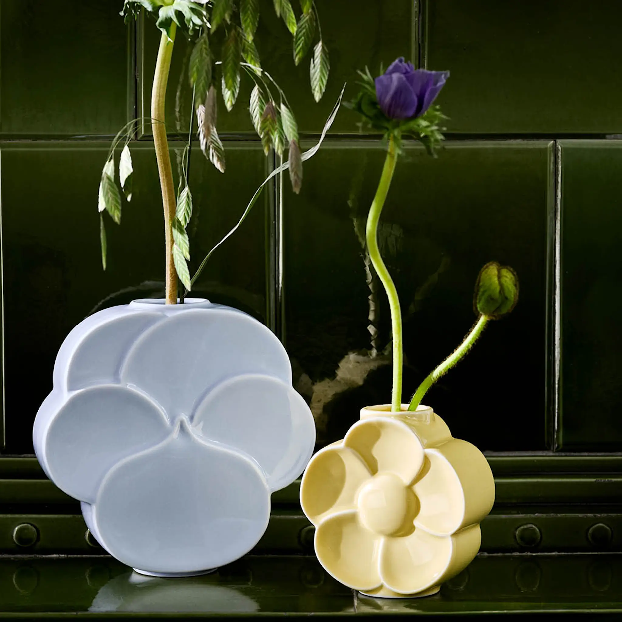 Lyngby Porcelæn Flower vas pensé 17 cm blå