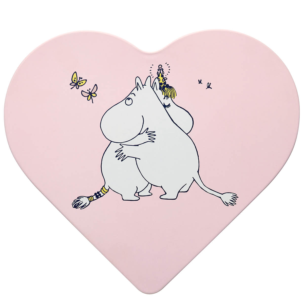 Muurla Mumin plåtburk hjärtformad Kram 18x14,5 cm rosa