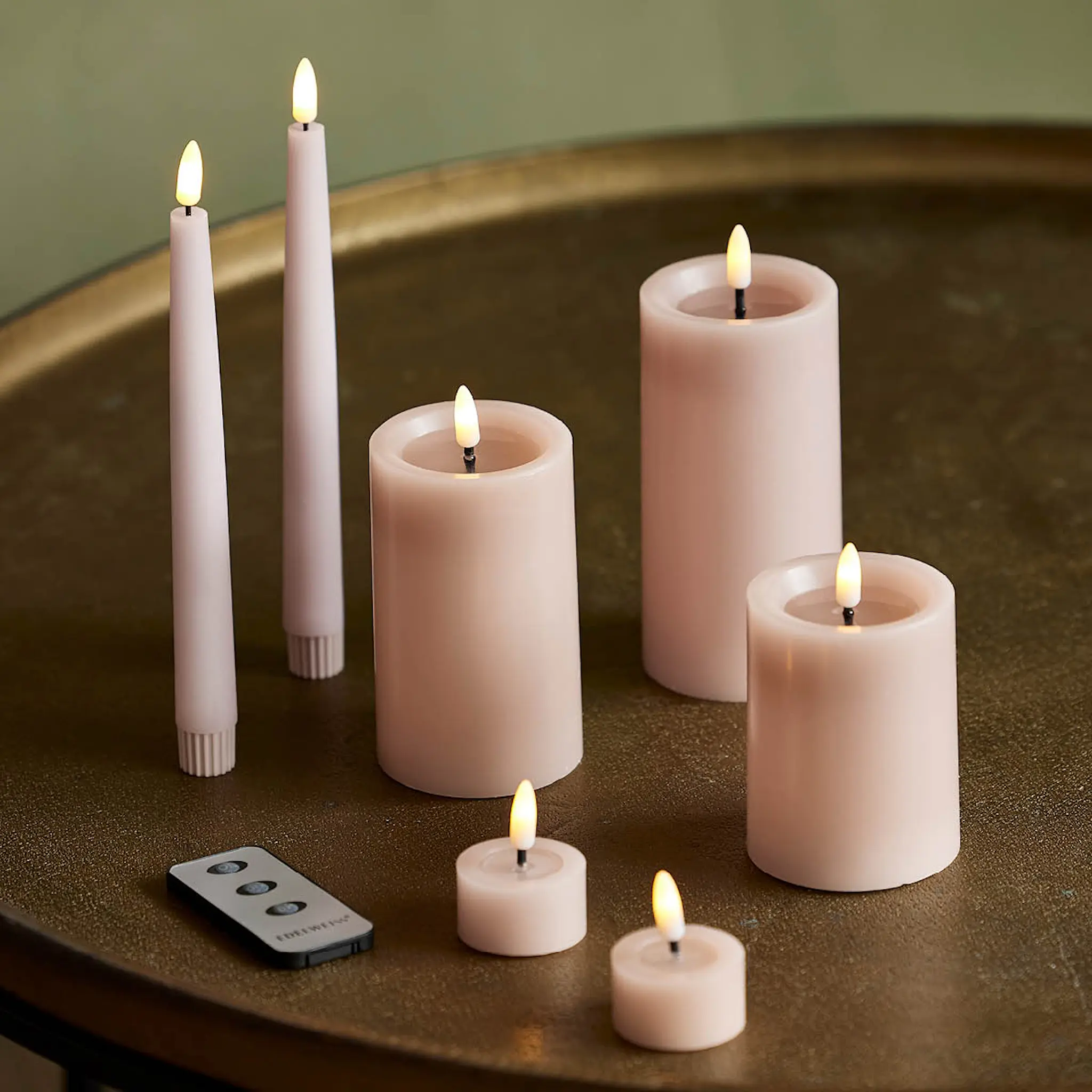 Edelweiss LED värmeljus 4-pack 4,5x2,5 cm pastel rose