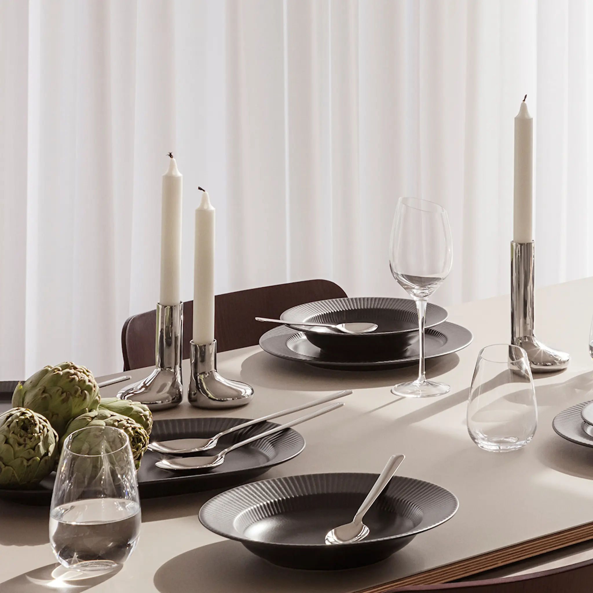 Eva Solo Mellow Kynttilänjalka 3 kpl Hopea