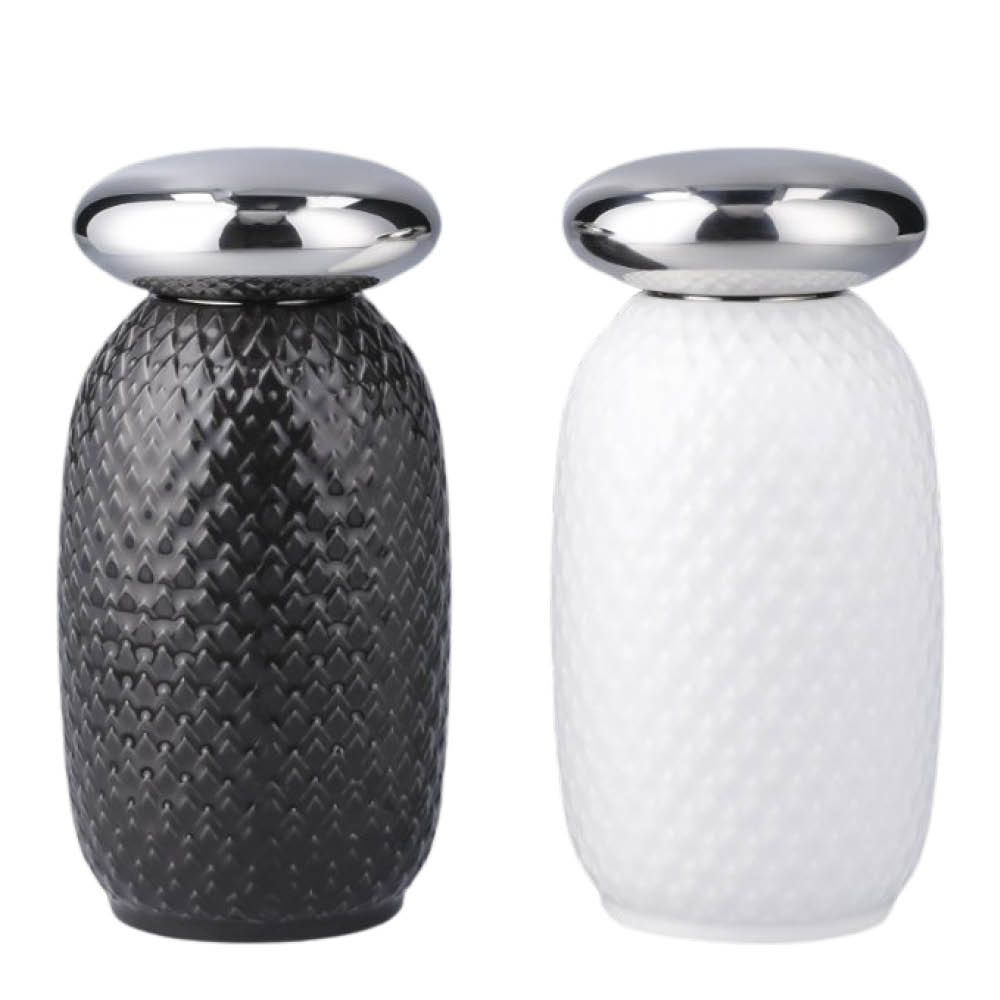 Lyngby Porcelæn - Rhombe suola- ja pippurisetti 13 cm valkoinen/slate