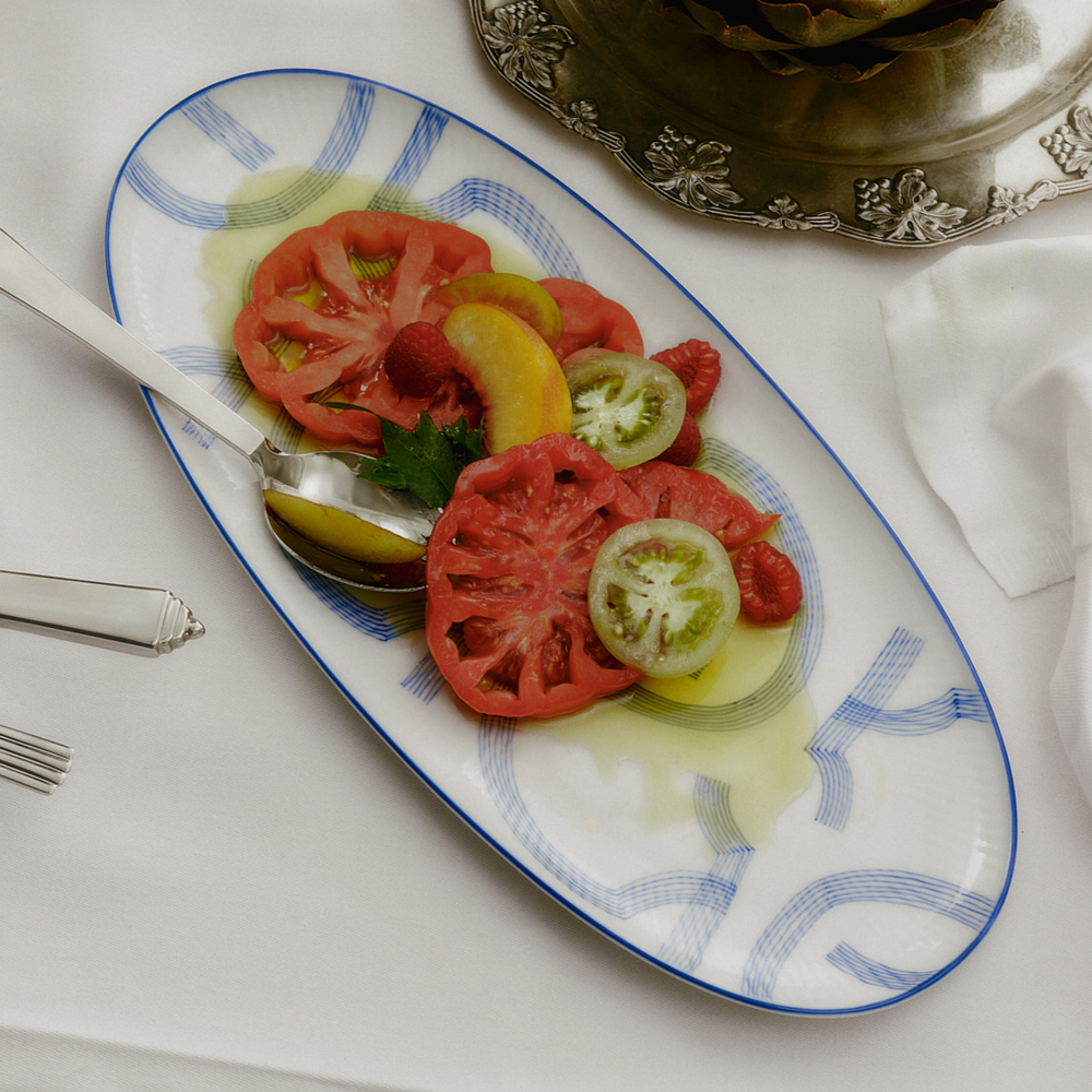 Royal Copenhagen Motif ovalt fat 37 cm blå/vit