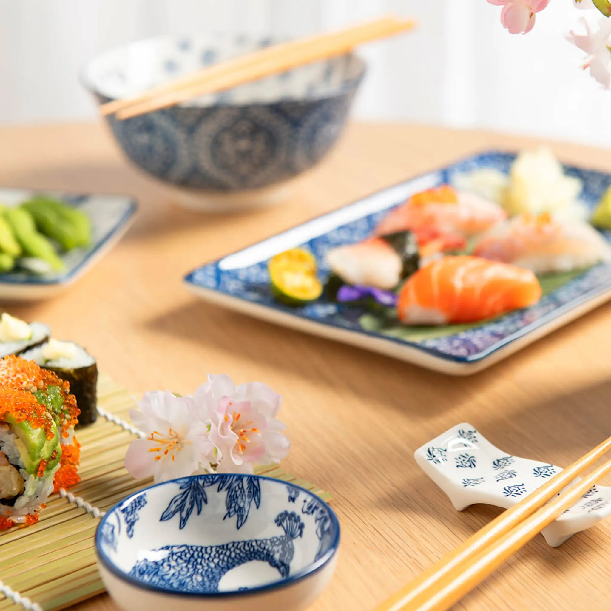 Stiernholm Sakura assiett 25x16 cm blå/vit