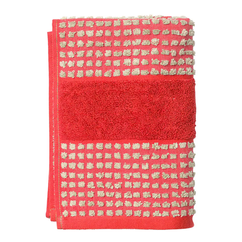 Check håndkle 50x100 cm rød/sand