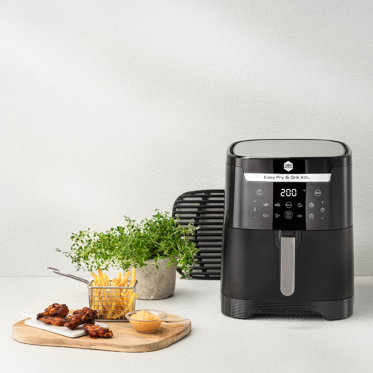 OBH Nordica Easy Fry & Grill XXL 2-i-1 airfryer AG8018S0 Svart
