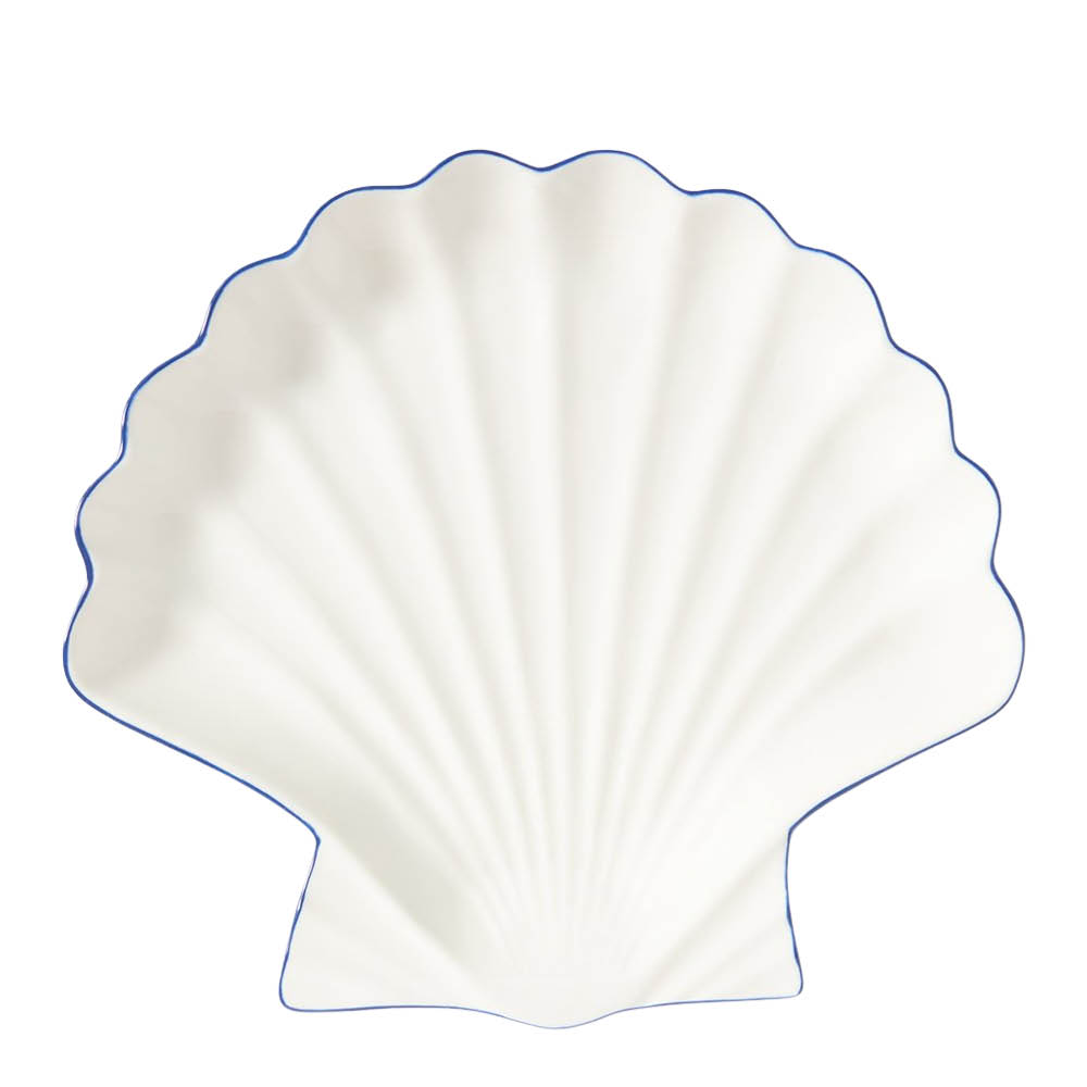 Lexington Snäcka serveringsfat stort 34 cm vit/blå