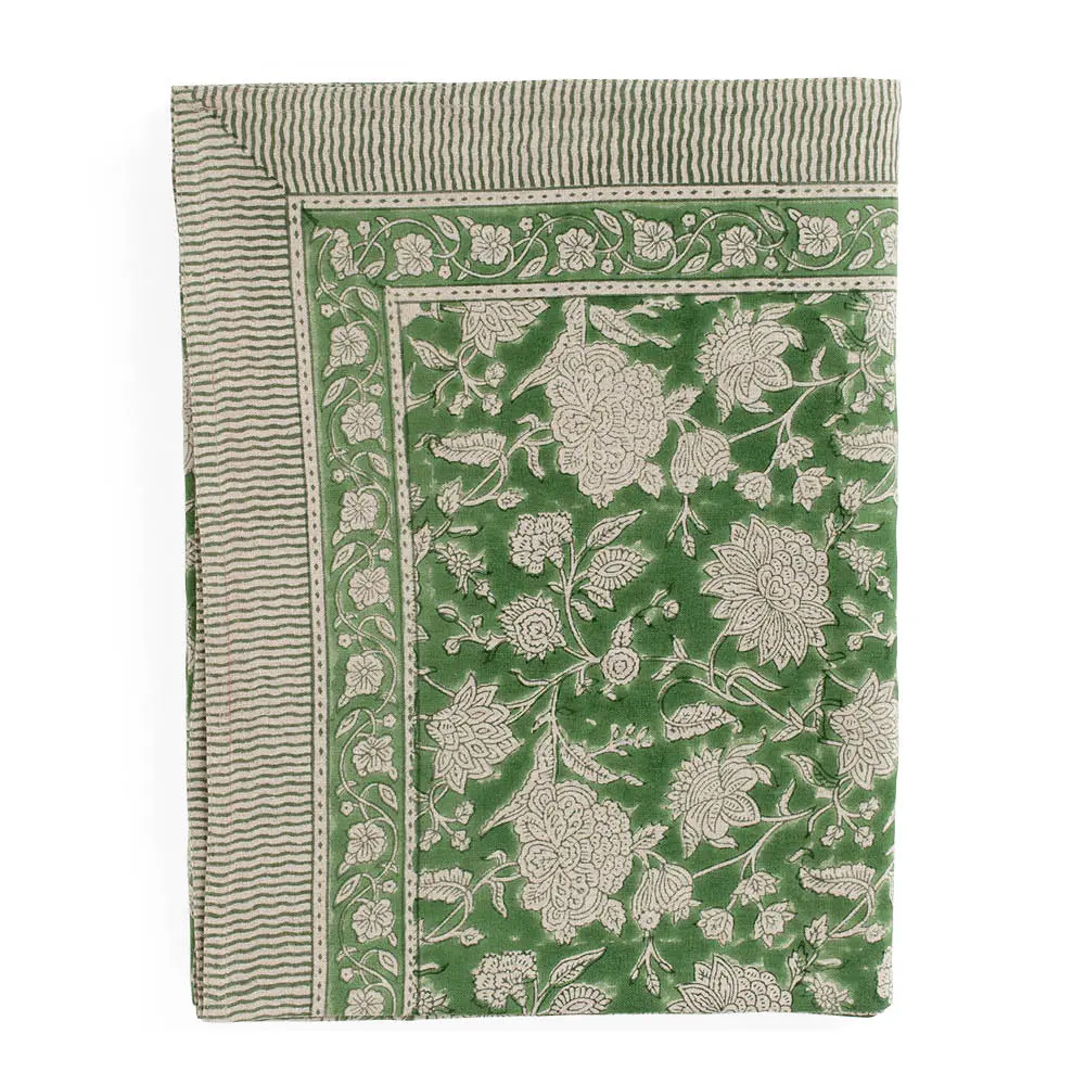 Indian Rose Pellava pöytäliina 145x350 cm Vihreä