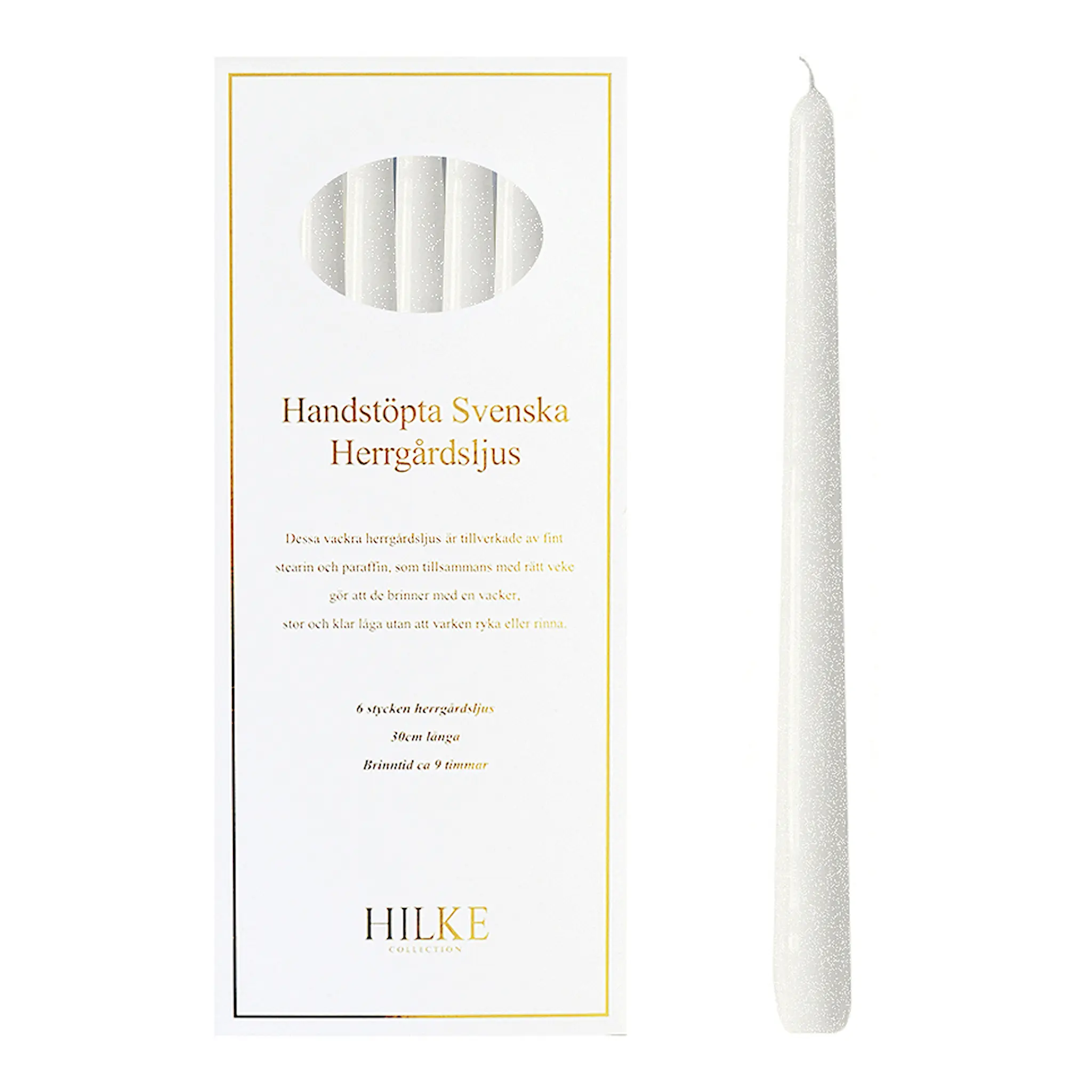 Hilke Herrgårdsljus 30 cm 6-pack Pärlvit