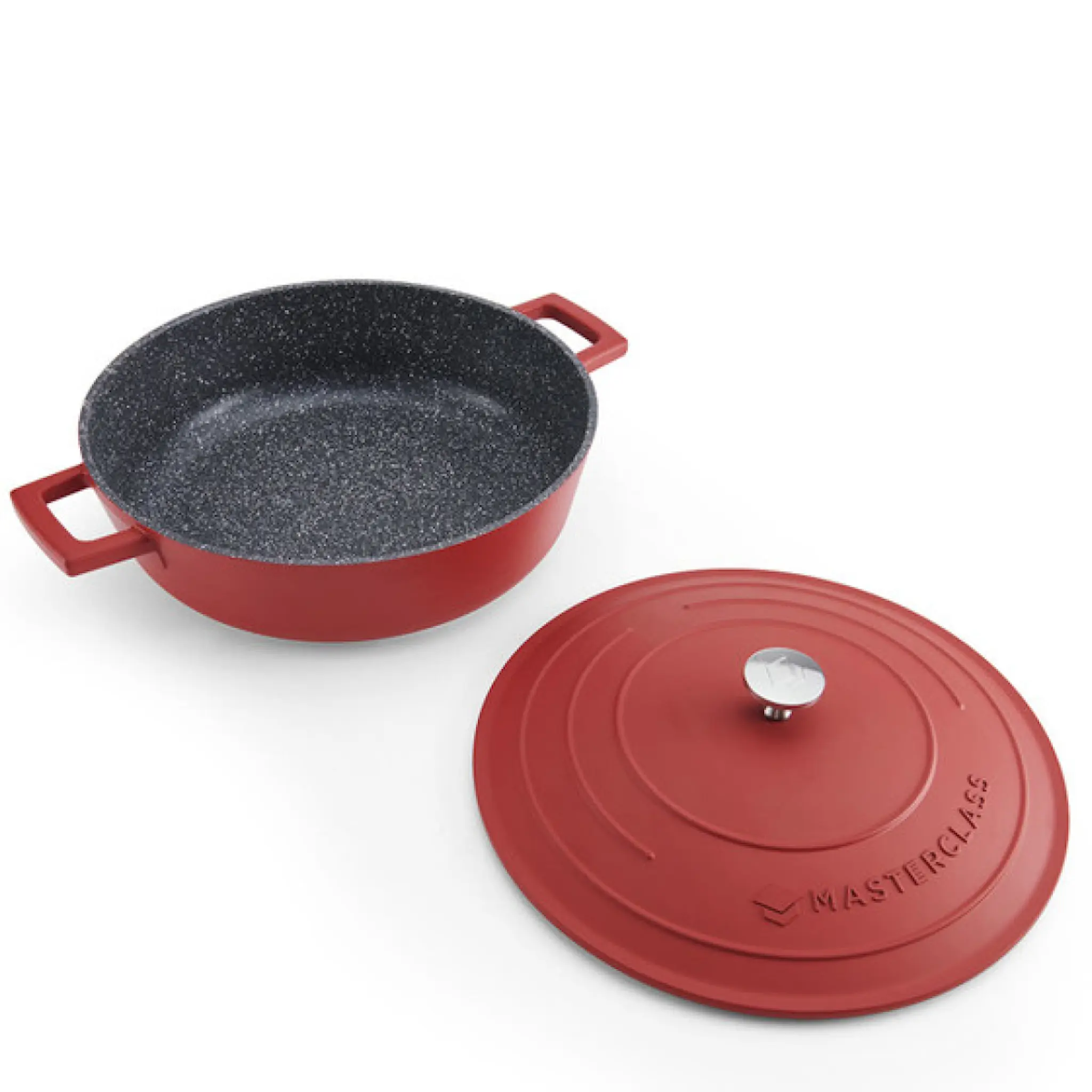 MasterClass Cast Aluminium låg gryta 4 L röd