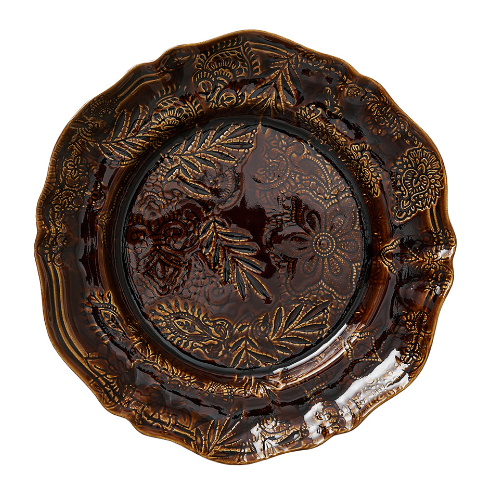 Sthål Arabesque serveringsfat rundt 34 cm coffee