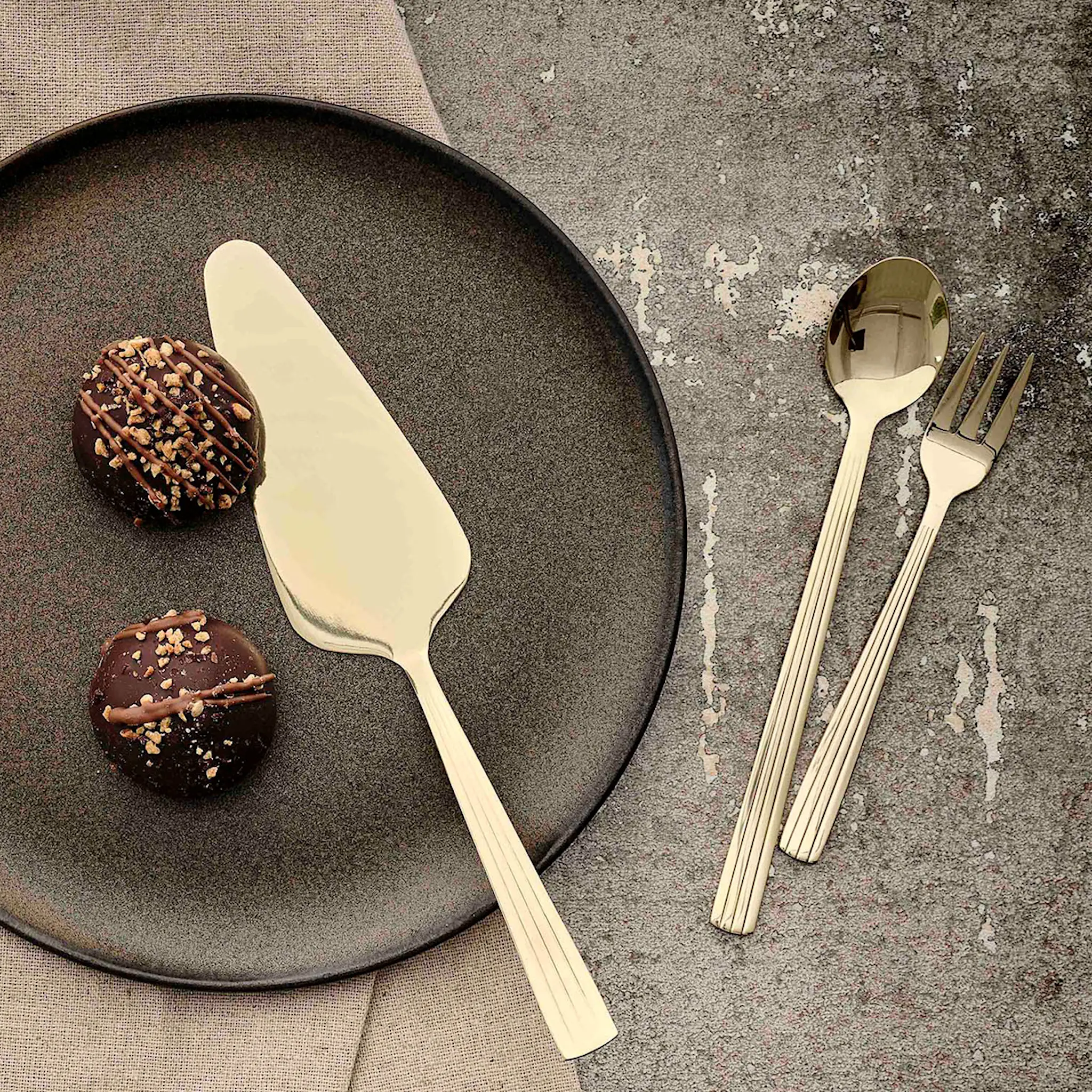 Aida RAW Cutlery cafe lattesked 4-pack gold