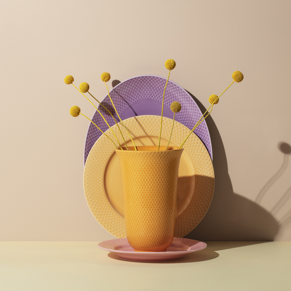 Lyngby Porcelæn Rhombe Color Maljakko 20 cm Keltainen