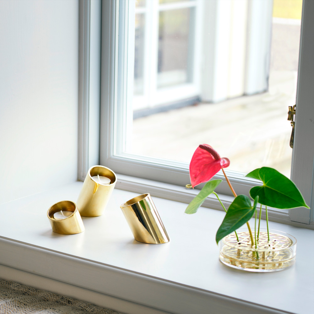 Klong Tipp lysestake 3 deler messing