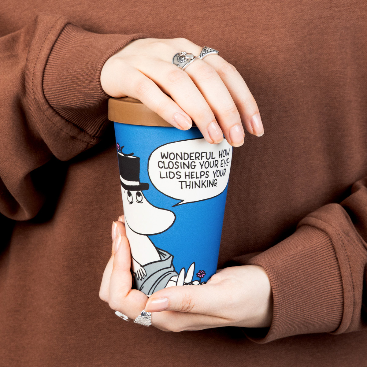 Nordicbuddies Mumin take away mugg 45 cl Mummipappa avkopplande blå