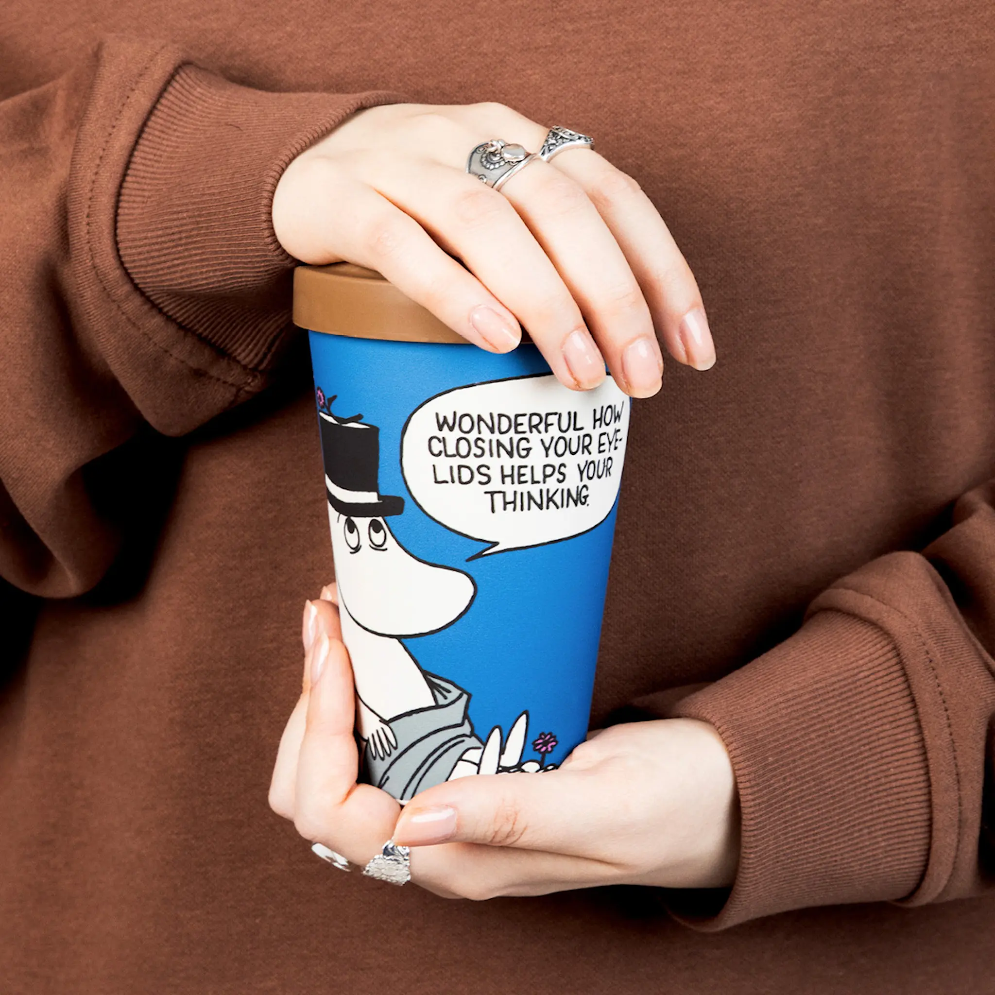 Nordicbuddies Mumin take away mugg 45 cl Mummipappa avkopplande blå