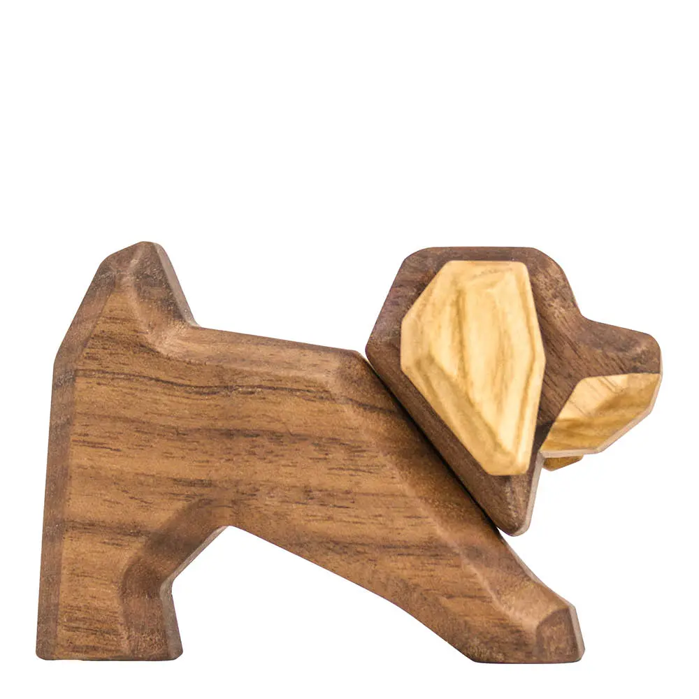 Puufiguuri Mäyräkoira 6 cm Pähkinä/Saarni