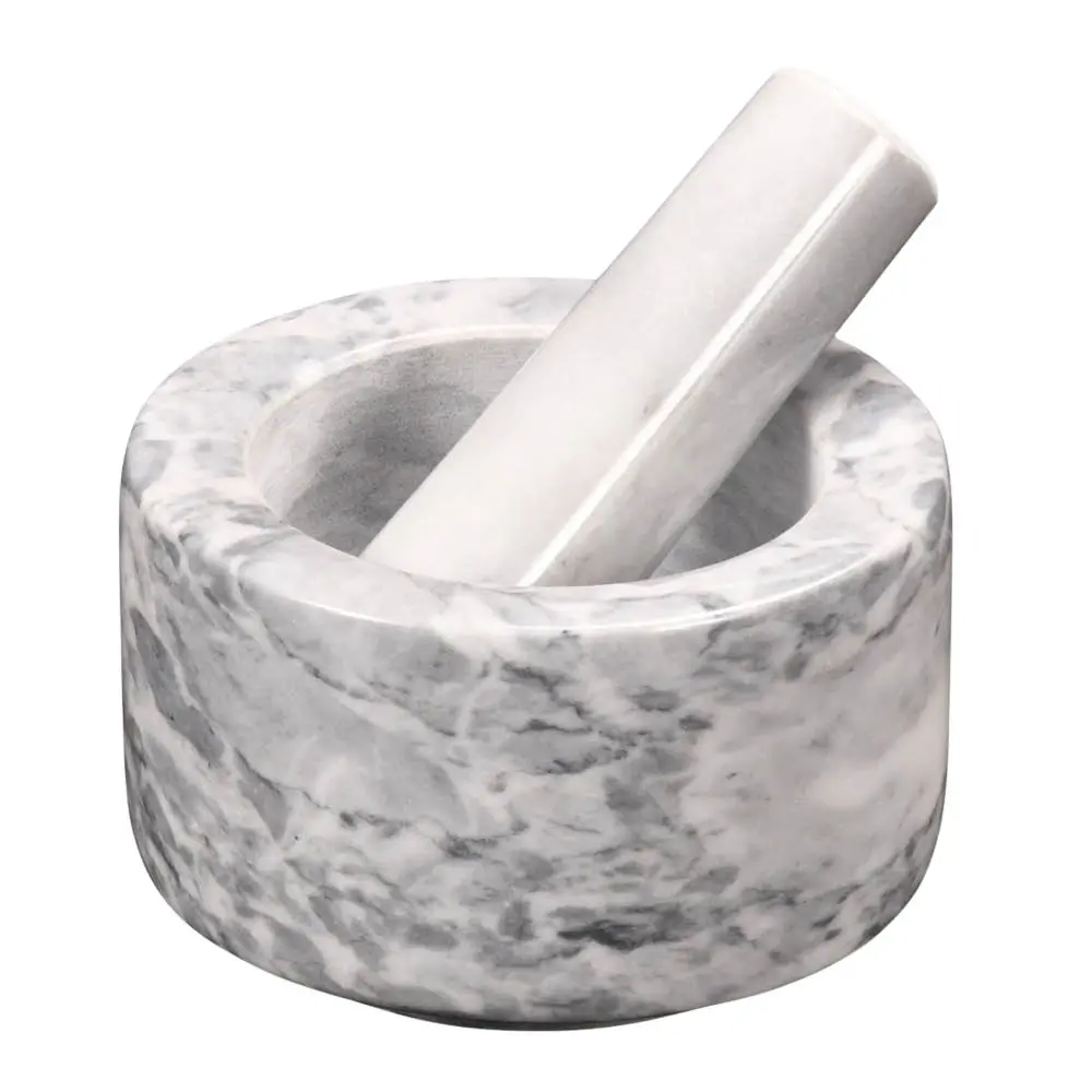 Morter m/støter 13 cm hvit marmor
