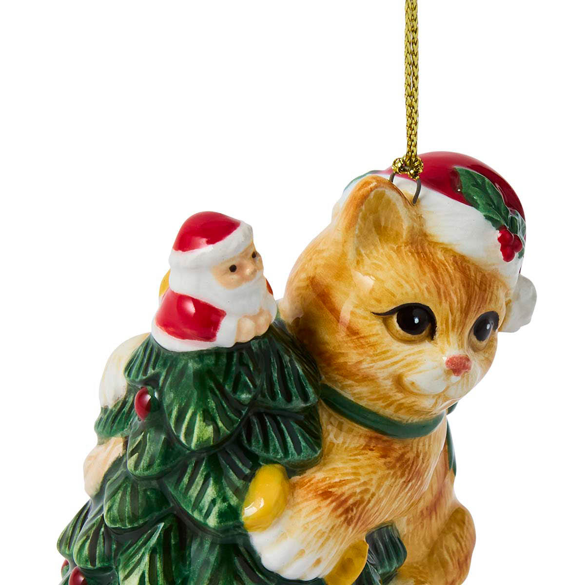 Spode Christmas Tree juletrepynt Cat Grabbing Tree