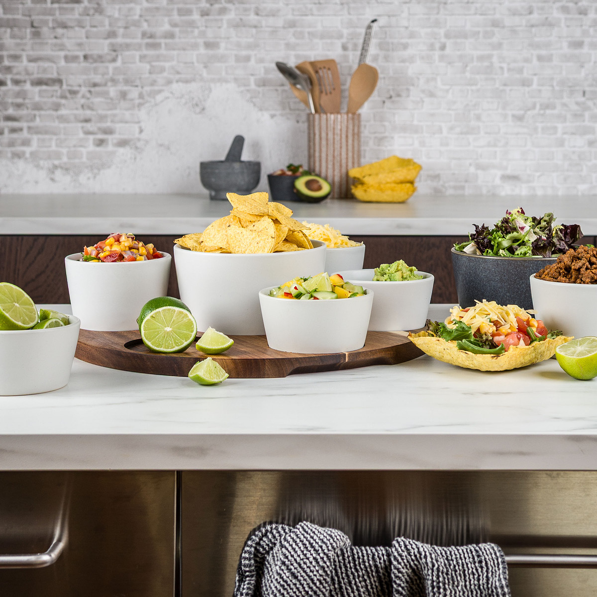 Modern House Nord tacosett 7 skåler tre/hvit