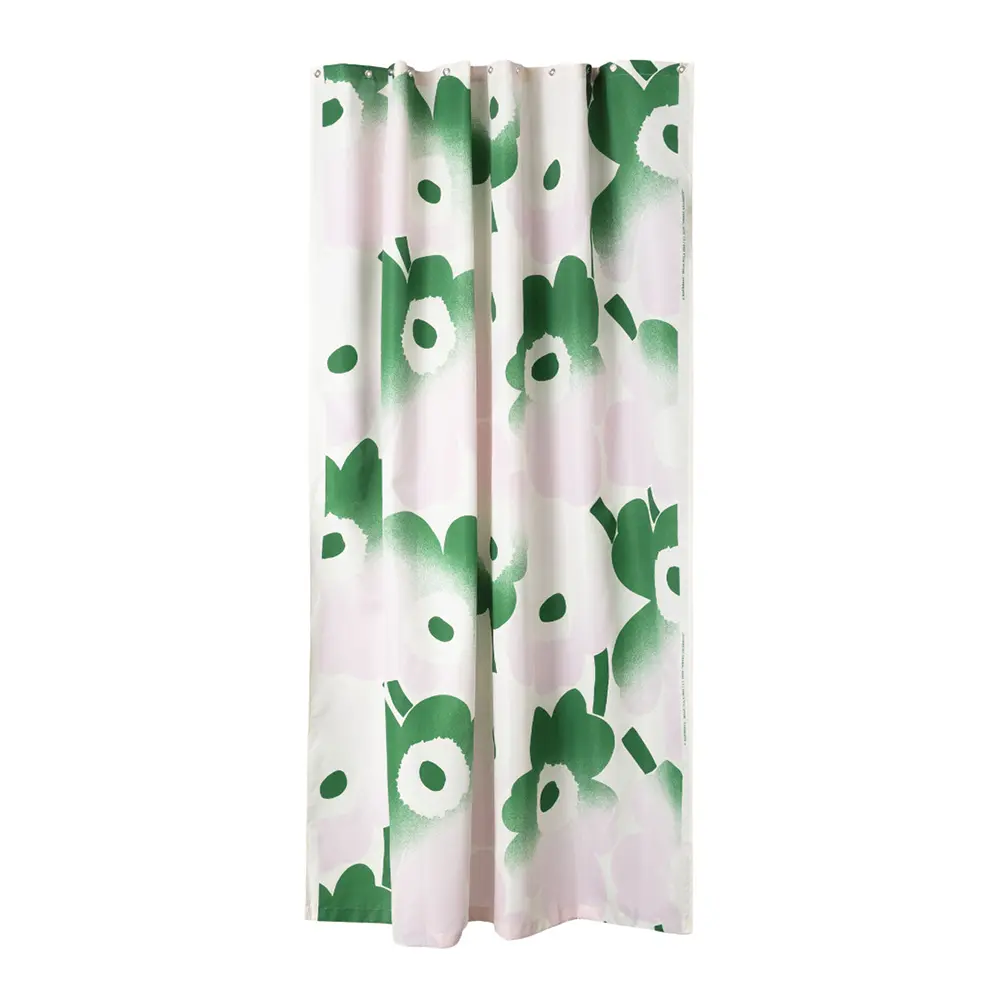 Unikko Suihkuverho 200x180 cm Valkoinen/Roosa/Vihreä