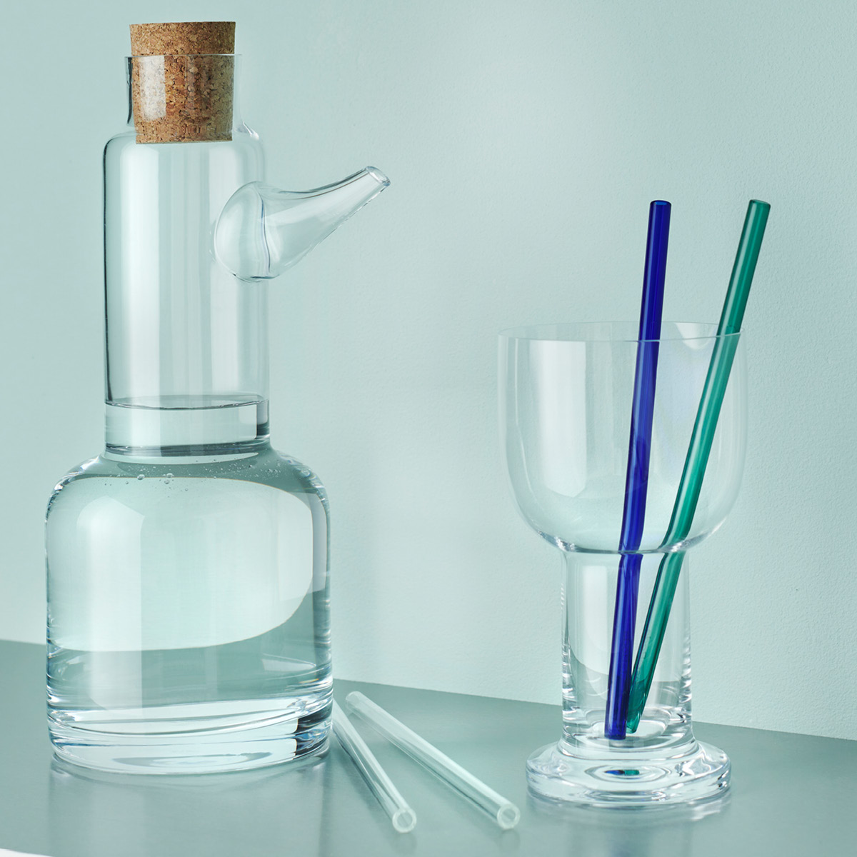 Kosta Boda Contrast Sugrör 20 cm 2-pack Blå/Grön