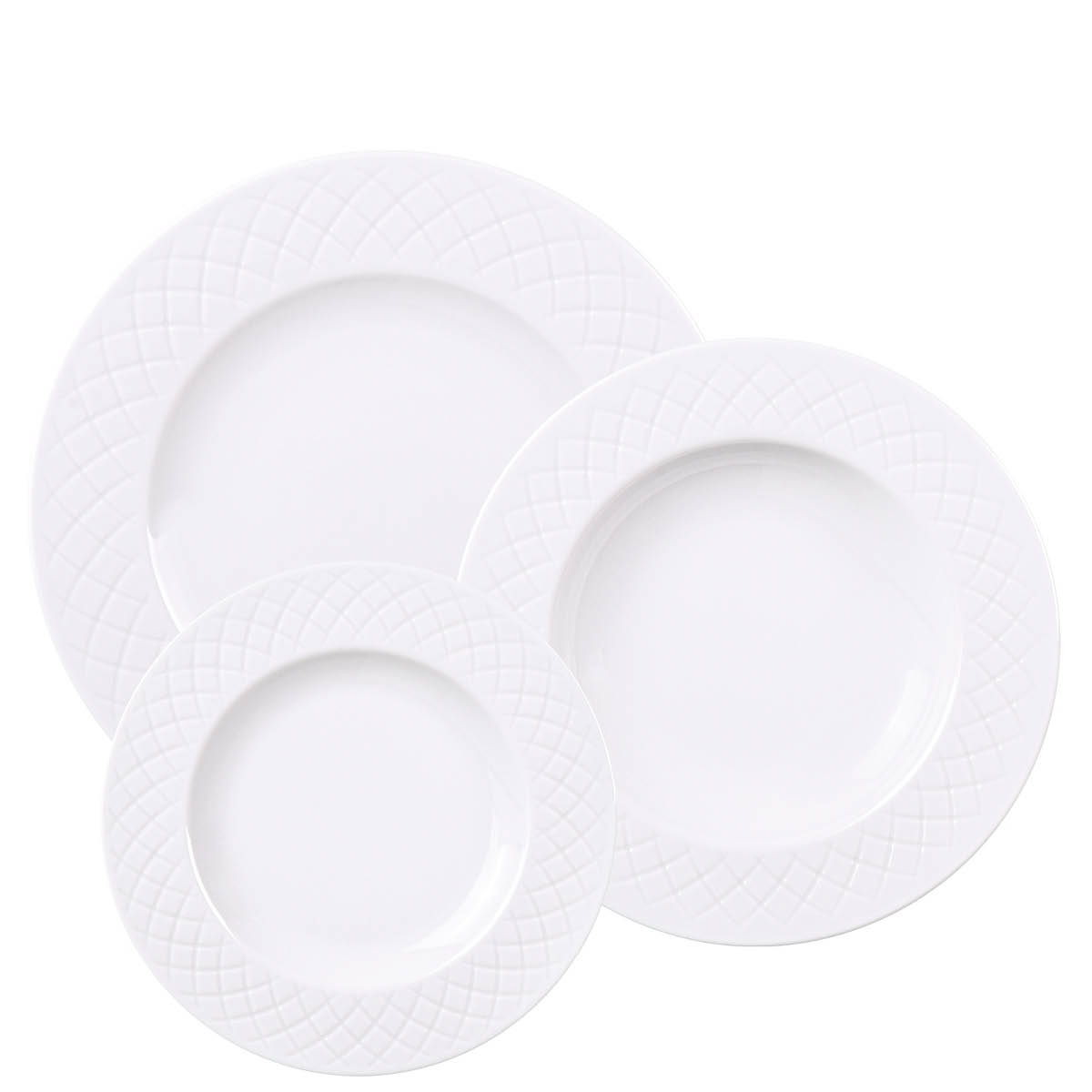 Tramontina Ingrid tallriksset 12 delar tre olika storlekar vit