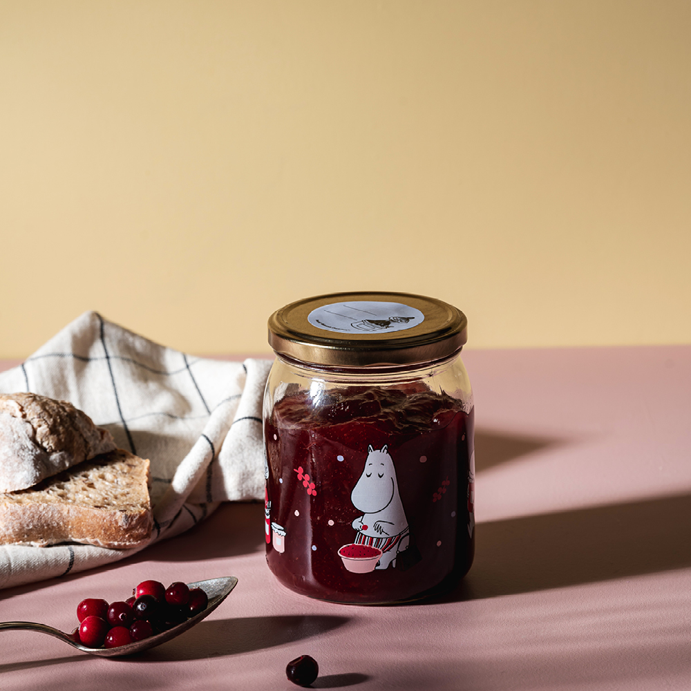 Muurla Mumin glasburk med 4 klistermärken 0,5 L bär klar