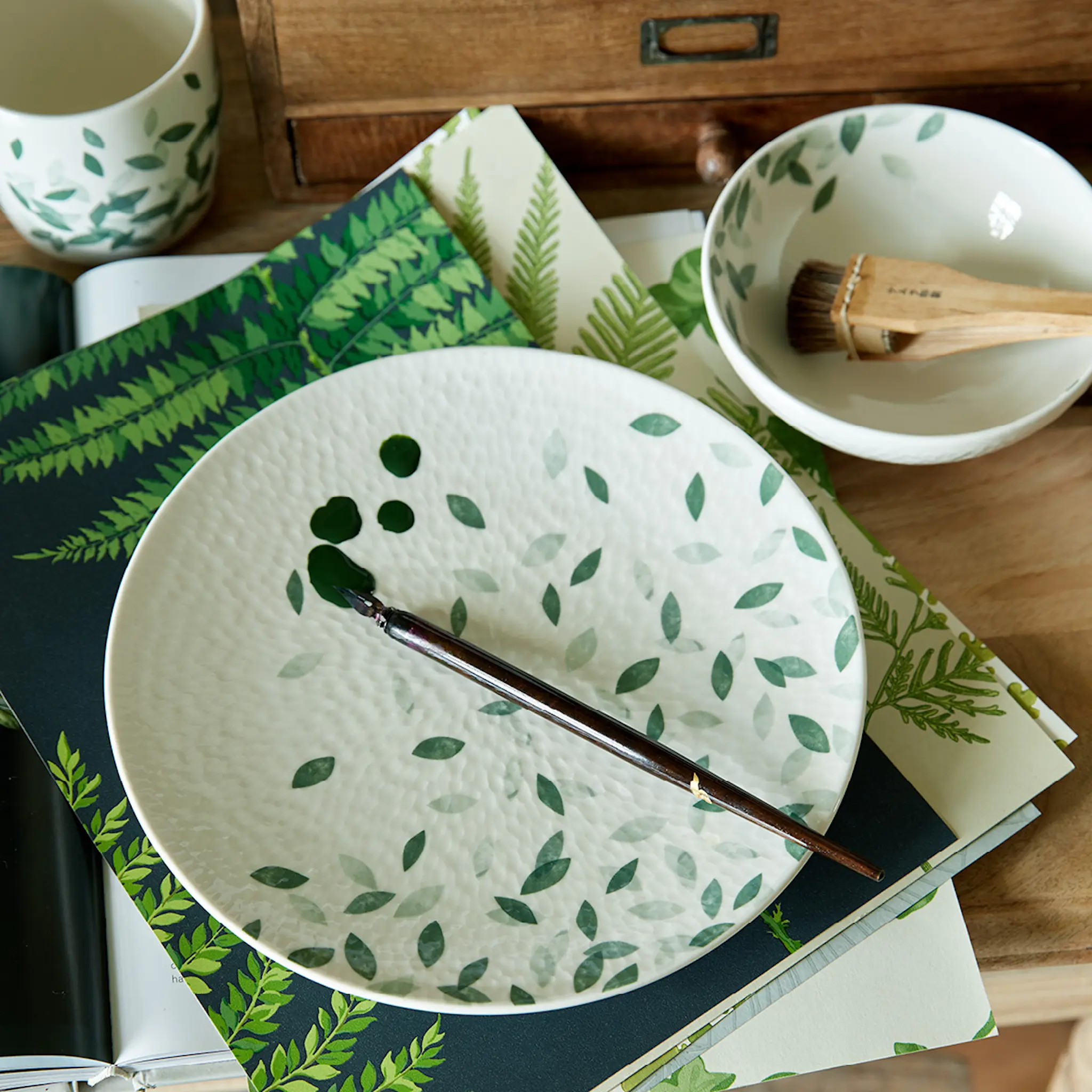 Denby Greenhouse skål 14 cm vit/grön