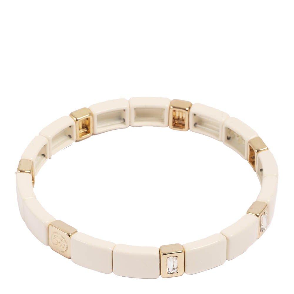 A&C Oslo AS Enamel Tiles Crystal Line armband emalj cream/guld/kristall