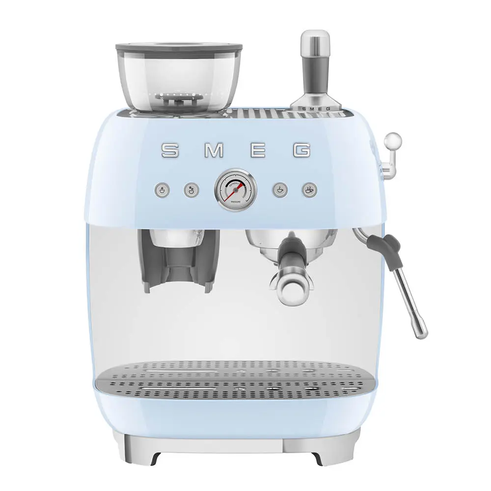 Smeg Manuaalinen Espressokone kahvimyllyllä EGF03 Pastellinsininen