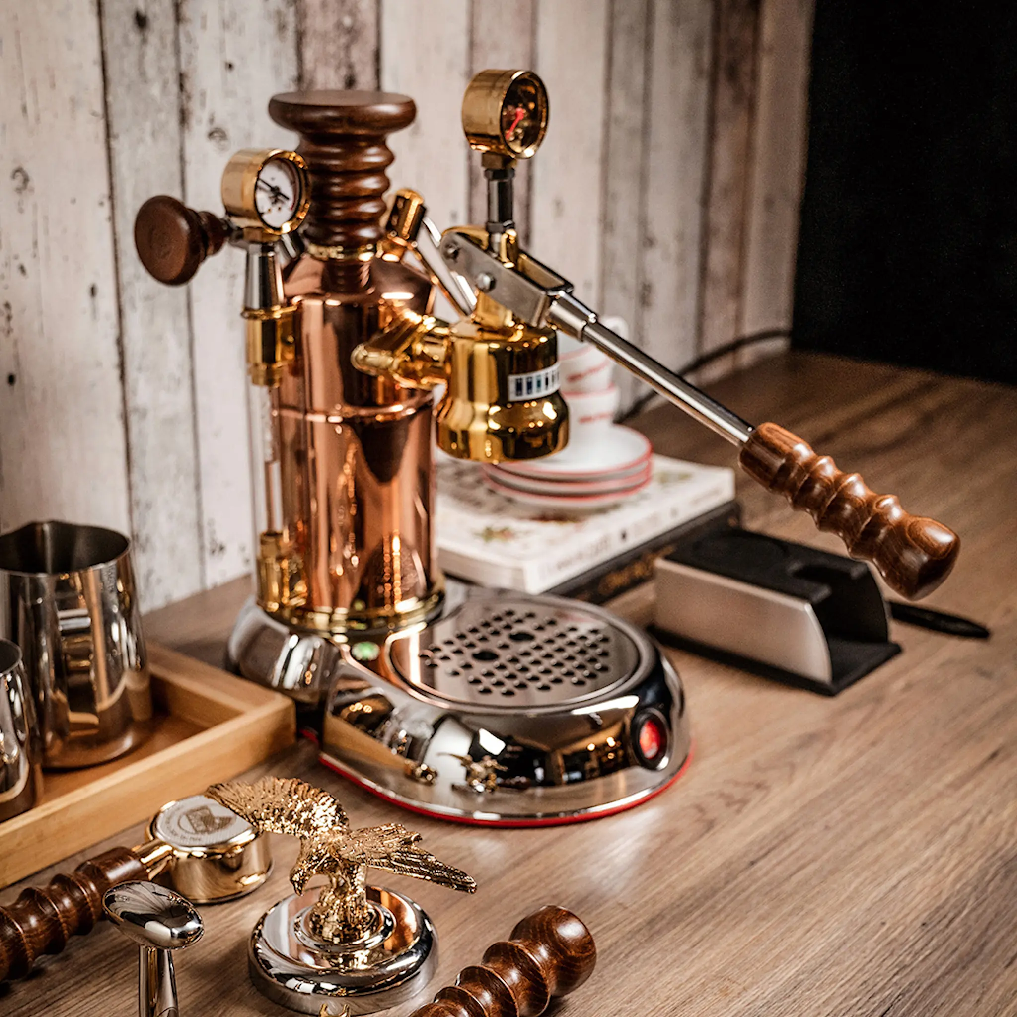 La Pavoni Esperto Manuell Kaffemaskin med Hävarm Koppar