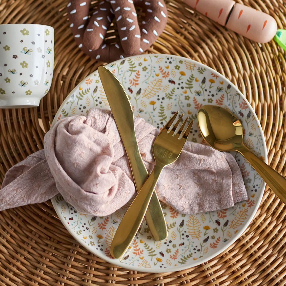 Bloomingville MINI Ally barnebestikk 3 deler gull