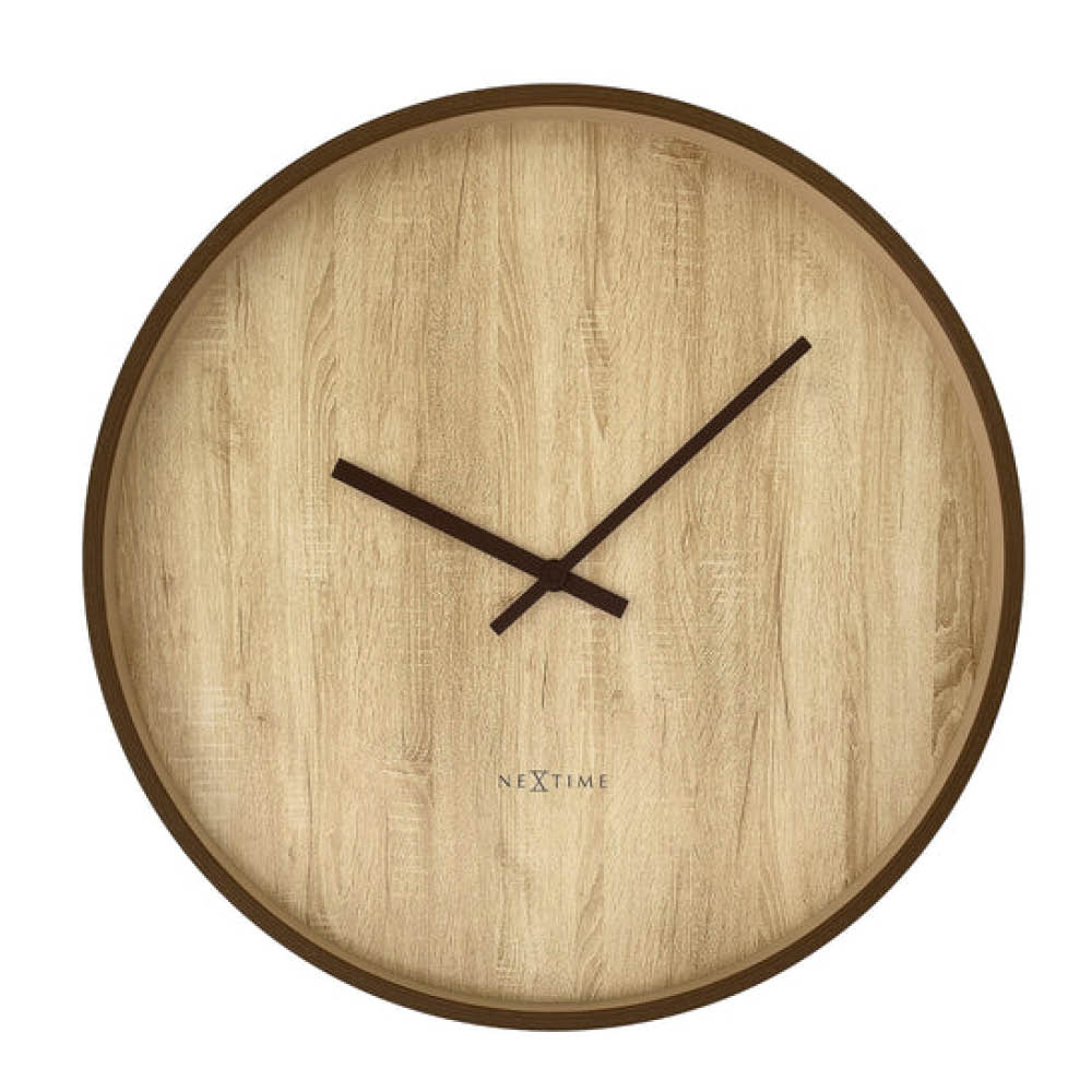 NeXtime Oslo Large veggklokke 50 cm mørk/lys tre