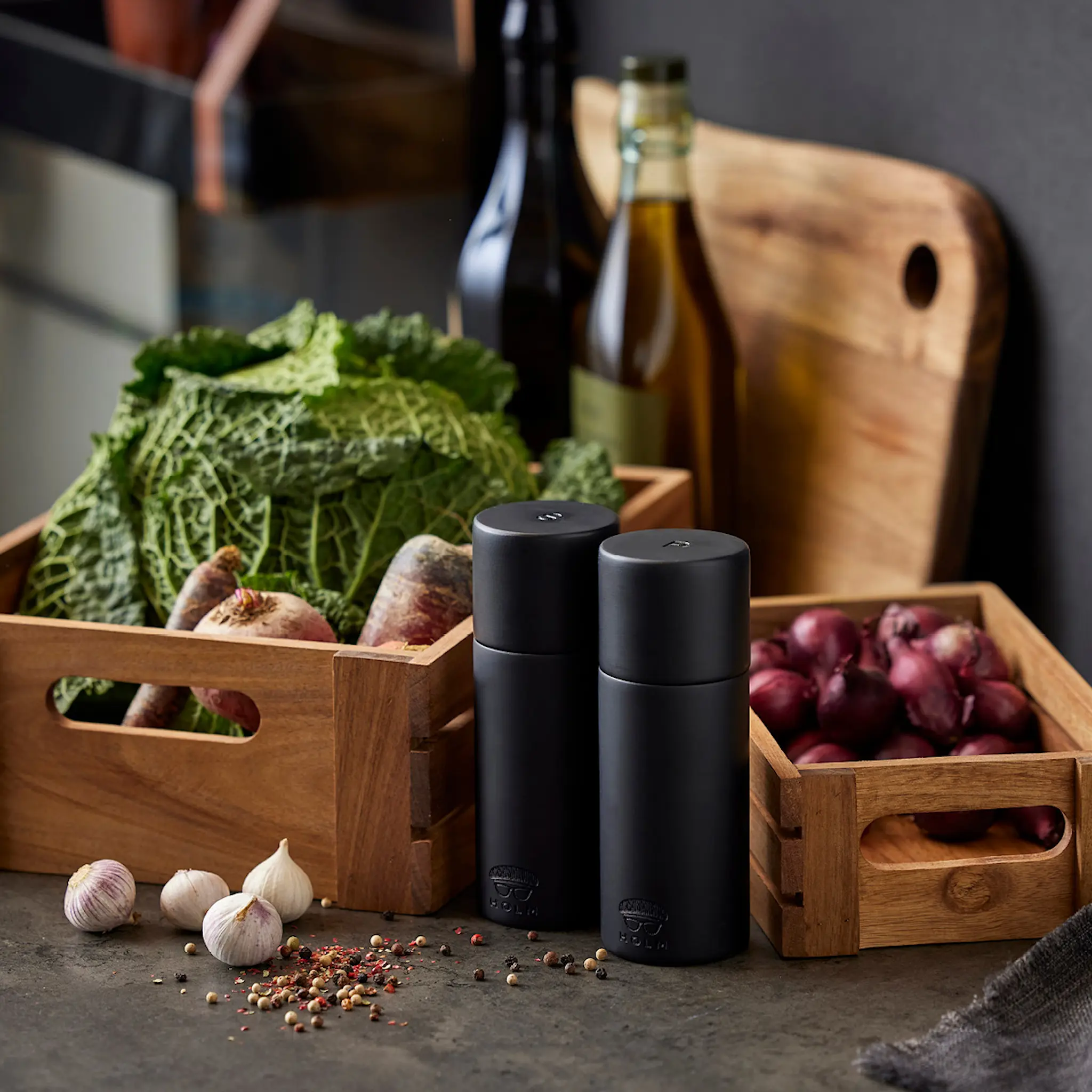 Holm Salt- och pepparkvarn 15,2 cm 2-pack svart