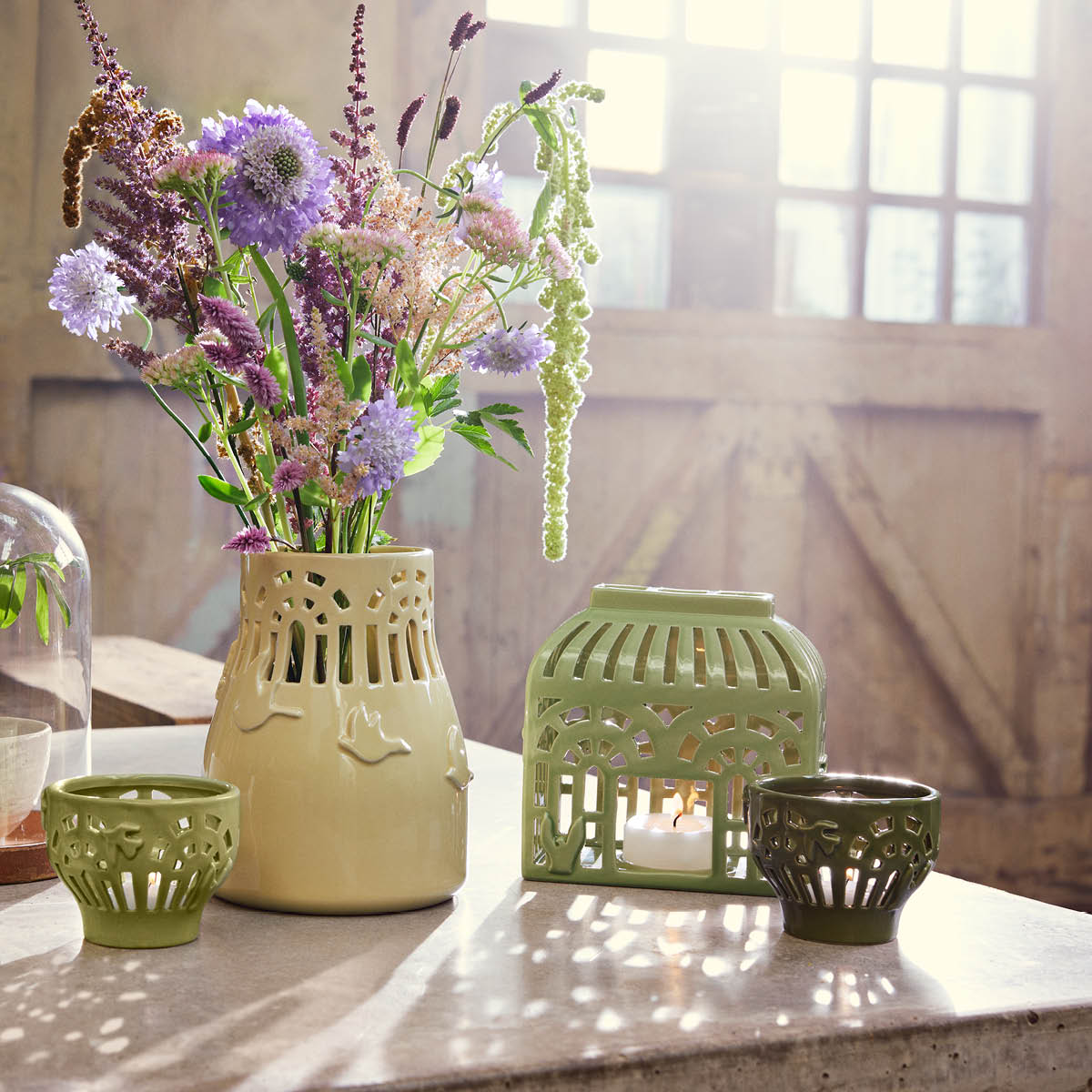 Kähler Orangery telyslykt 9,5 cm green garden