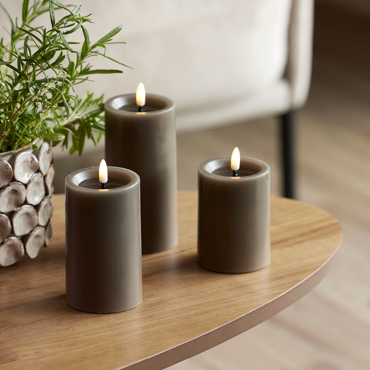 Edelweiss LED Pöytäkynttilä 7,5x12,5 cm Taupe