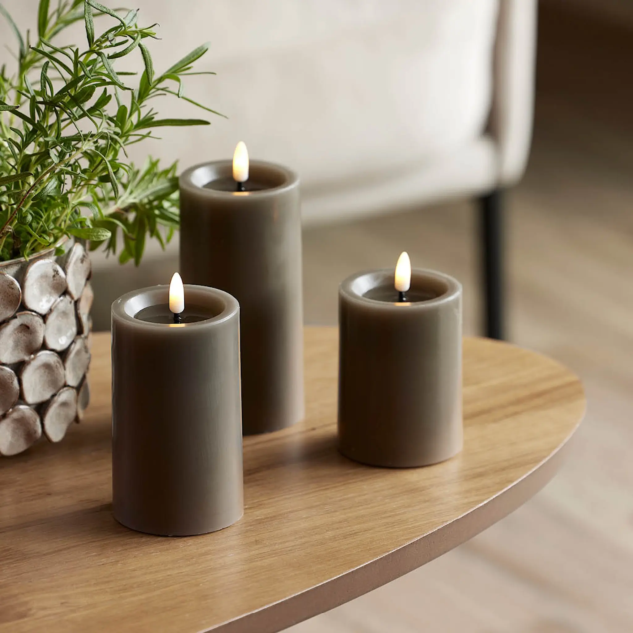 Edelweiss LED blockljus 7,5x12,5 cm taupe